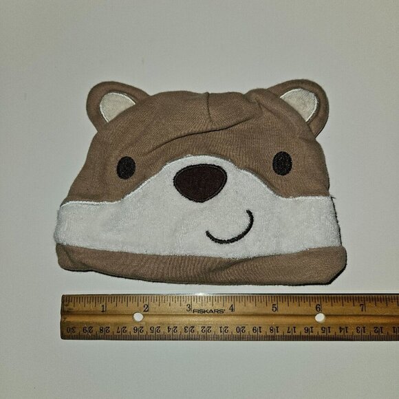 3 Baby Hat Lot Brown Bears Green Frog 1 Cotton 2 Fleece Carter's Taggies Woof - Picture 2 of 10